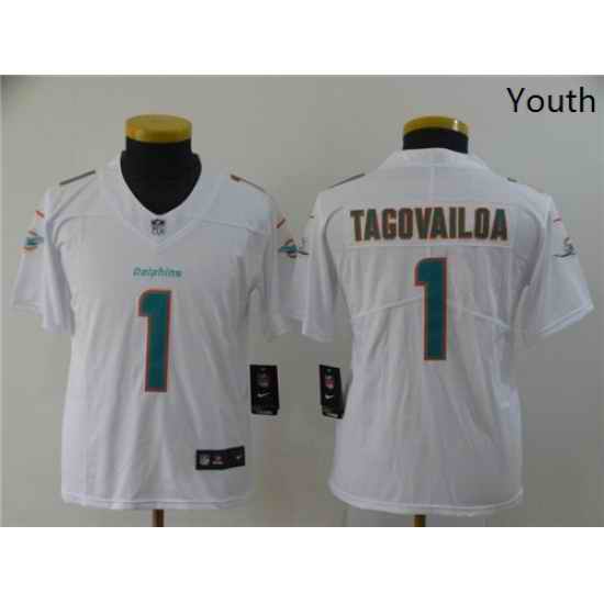 Youth Nike Dolphins 1 Tua Tagovailoa White Youth 2020 NFL Draft First Round Pick Vapor Untouchable Limited Jersey